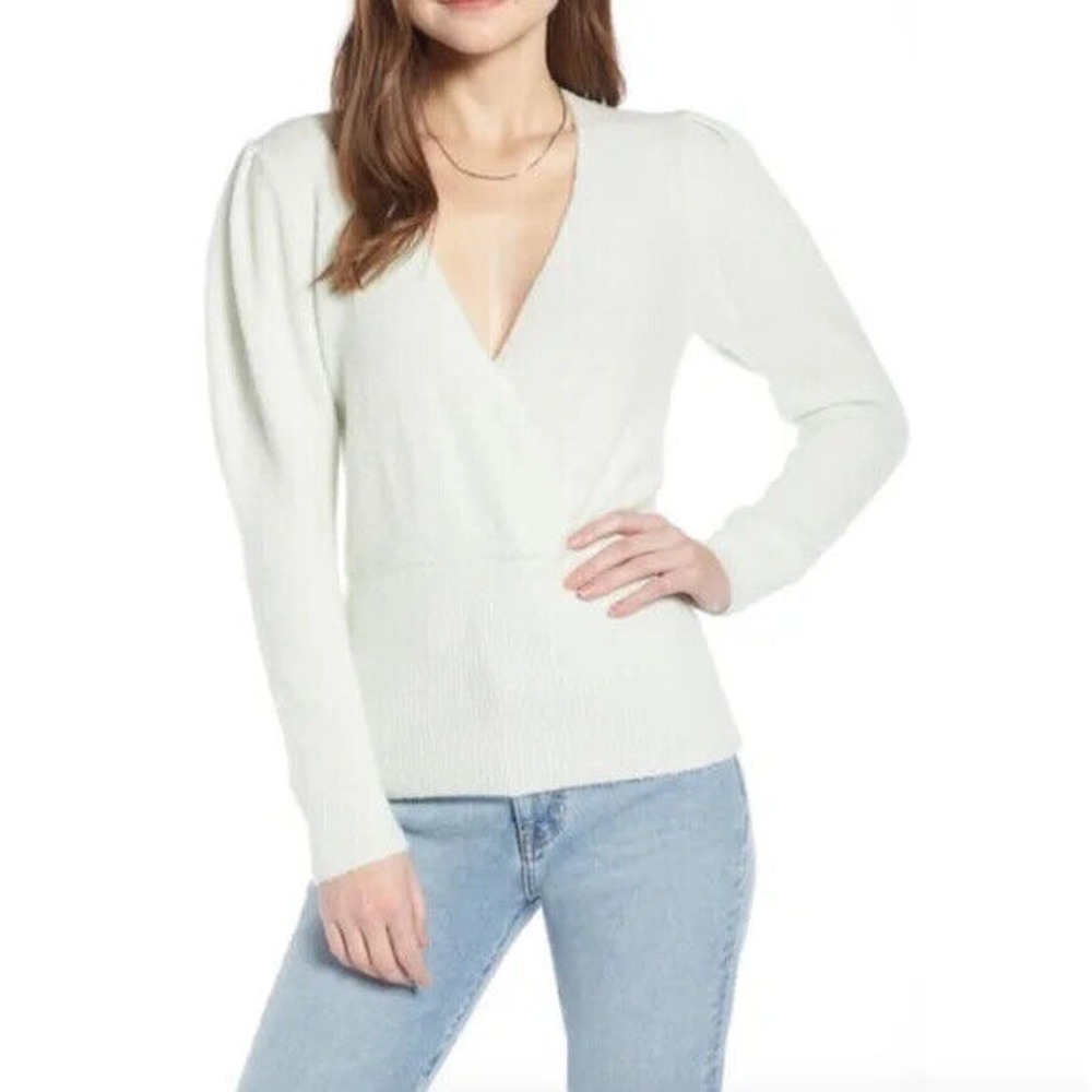 Something Navy Womens Surplice Pullover Sweater Size Small